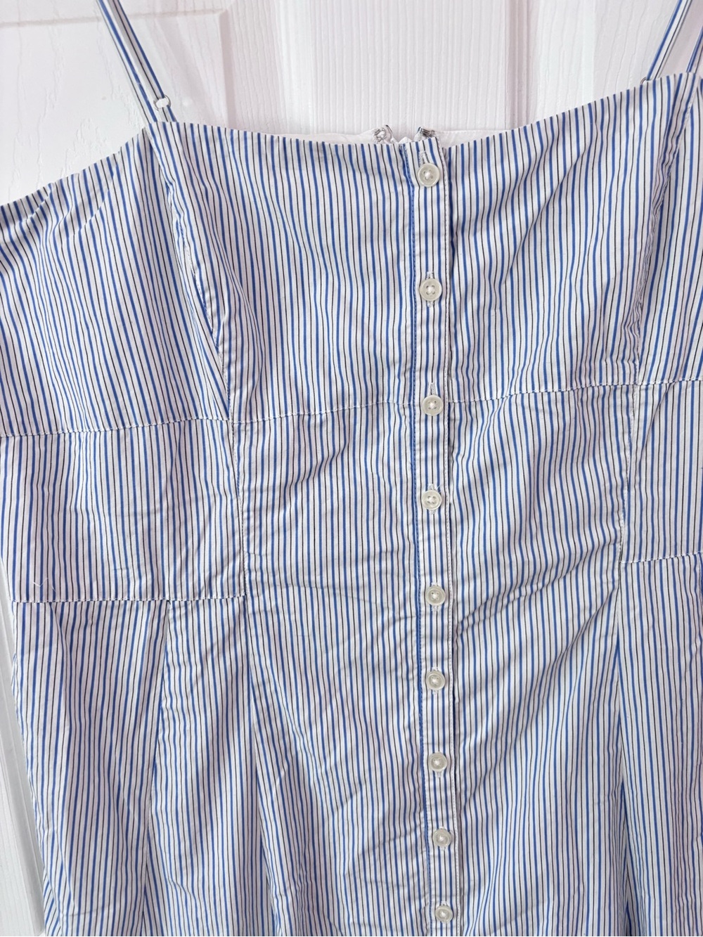 J.Crew Striped Button-Up Cotton Poplin Maxi Dress Blue White Size 18 BG495 - Picture 6 of 9